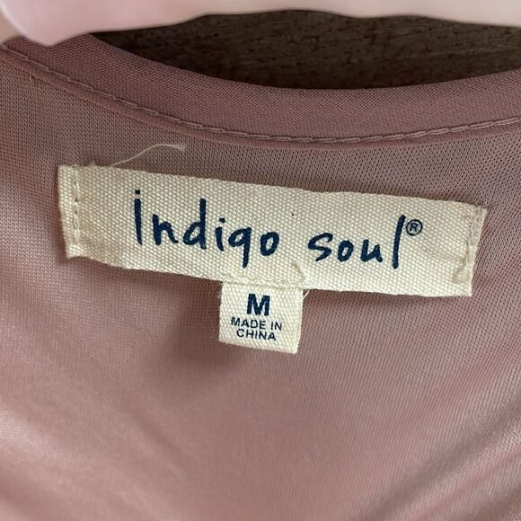 Indigo Soul Ladies Dusty Pink Boho Peasant Style Crochet Lace Blouse Size Medium - Picture 8 of 9